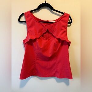 Modcloth Women's Red/pink Cut-out Sleeveless Blouse